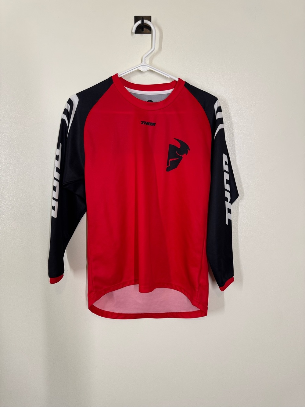 Thor Racing Sector Zoner Red & Black Long-Sleeve Motocross Jersey Large